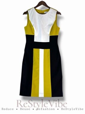 CALVIN KLEIN Women’s Size 6 Dress Sheath Knee Length  Lined Color Block